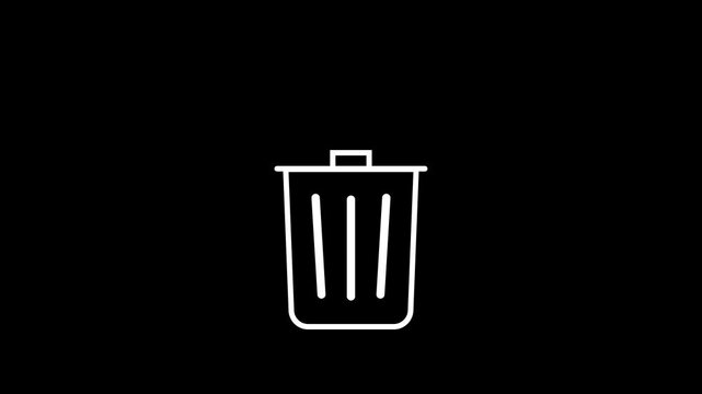 trash can icon green screen animated icon throw away trash green screen white screen croma 4k 60 fps