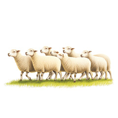 Fototapeta premium a flock of sheep standing on a grassy field