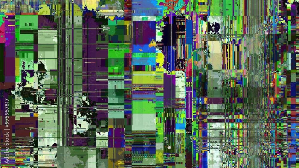 Aufkleber tv noise static effect, abstract glitch background. fractal digital art pattern