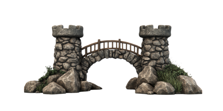Medieval stone bridge with towers