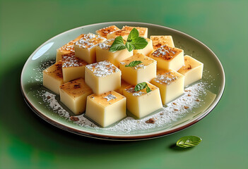 dish with vanilla custard for children, homemade recipes,