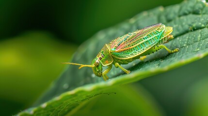 Naklejka premium Leafhopper close up wallpaper