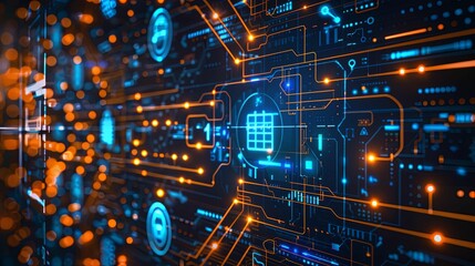 Abstract Digital Circuitry with a Calendar Icon
