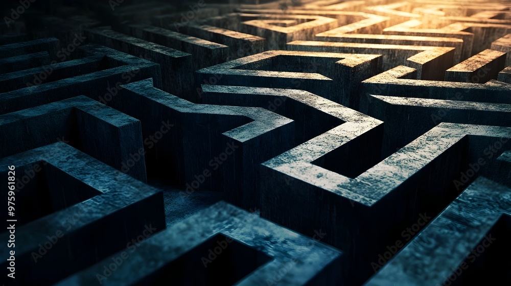 Poster intricate dark geometrical maze abstract architectural pattern challenge