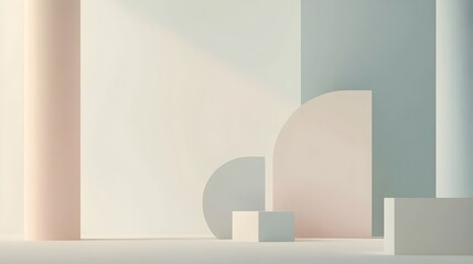 Minimal Abstract Background with Geometric Shapes in Soft Pastel Hues and Clean Gradients