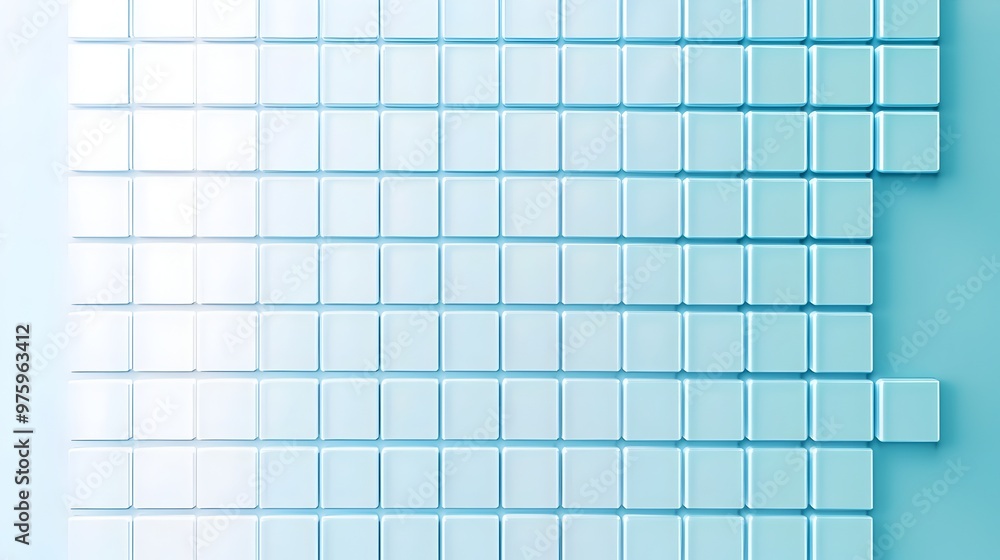 Poster minimalist blue grid background with orderly white squares conveying structure and harmony