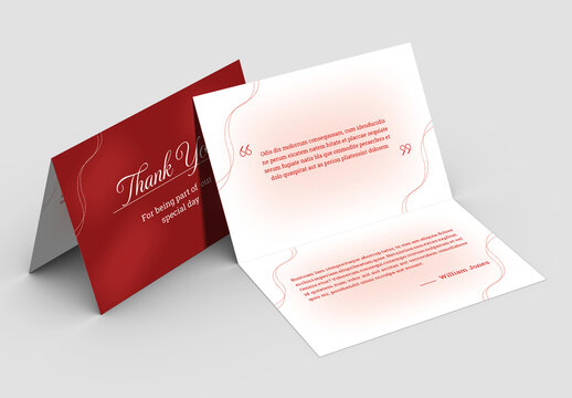 Red & White Thank You Card Design Template