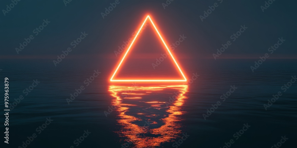 Poster step into a stunning triangular corridor with glowing orange elements against a dark, techinspired b