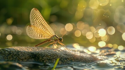 mayfly near river wallpaper