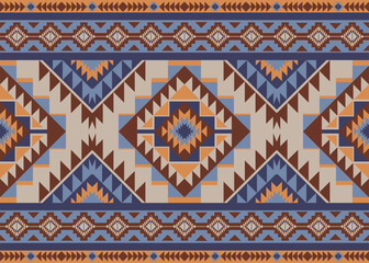Ethnic tribal design Navajo Aztec seamless pattern blue brown zigzag geomatics Native American motifs traditional textiles, Diamond Turkish kilim rug, Vintage runner, table mat carpet, Home décor #85