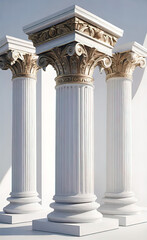 Obraz premium white greek column on a white background, richly decorated capital with an ornament