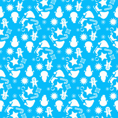 Winter seamless pattern with christmas decorations. Vector Illustration
