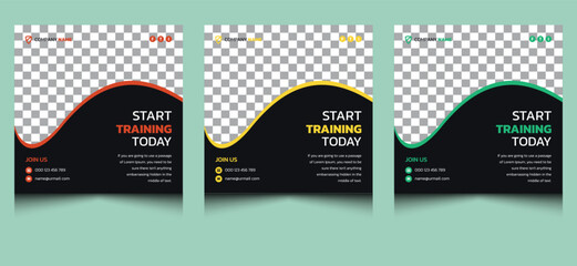 Simple clean elegant minimal modern unique creative corporate professional abstract company business fitness gym square sports ad advertising web social media banner post template design.