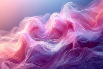 Layers of delicate, translucent fabric billow gracefully, blending soft pinks, purples, and blues, evoking a dreamy atmosphere reminiscent of twilight