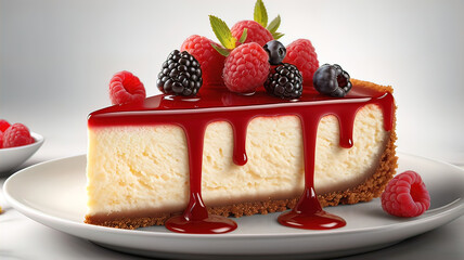 delicious raspberry cheesecake, no raspberry stripe on top of cheesecake