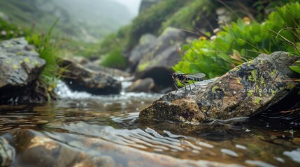 Fototapeta premium stonefly near river wallpaper
