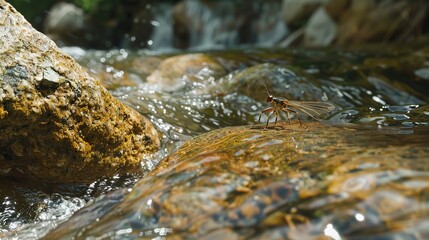 Fototapeta premium stonefly near river wallpaper