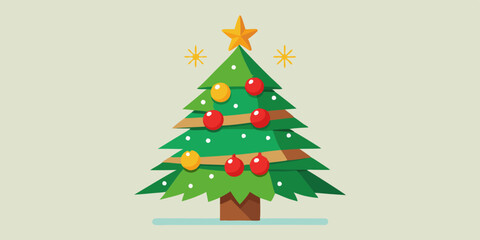Naklejka premium Christmas tree. Christmas and New Year holiday. Postcard. Concept of New Year and Christmas holiday.