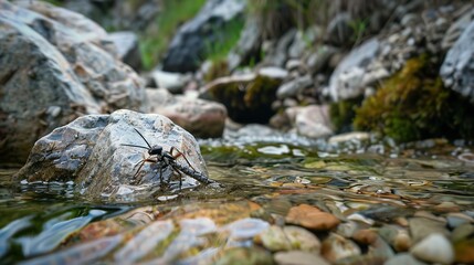 stonefly near river wallpaper