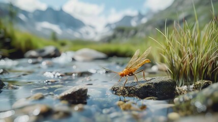 Fototapeta premium stonefly near river wallpaper
