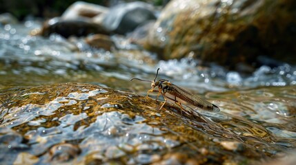 Fototapeta premium stonefly near river wallpaper