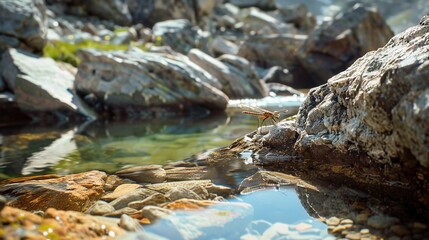 Fototapeta premium stonefly near river wallpaper