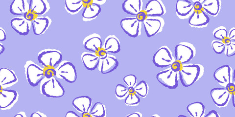Obraz premium Hand drawn exotic blooming flowers seamless pattern, summer beach pattern. Design for textile, fabric, wrapping, covers, cards, wall art, decoration.
