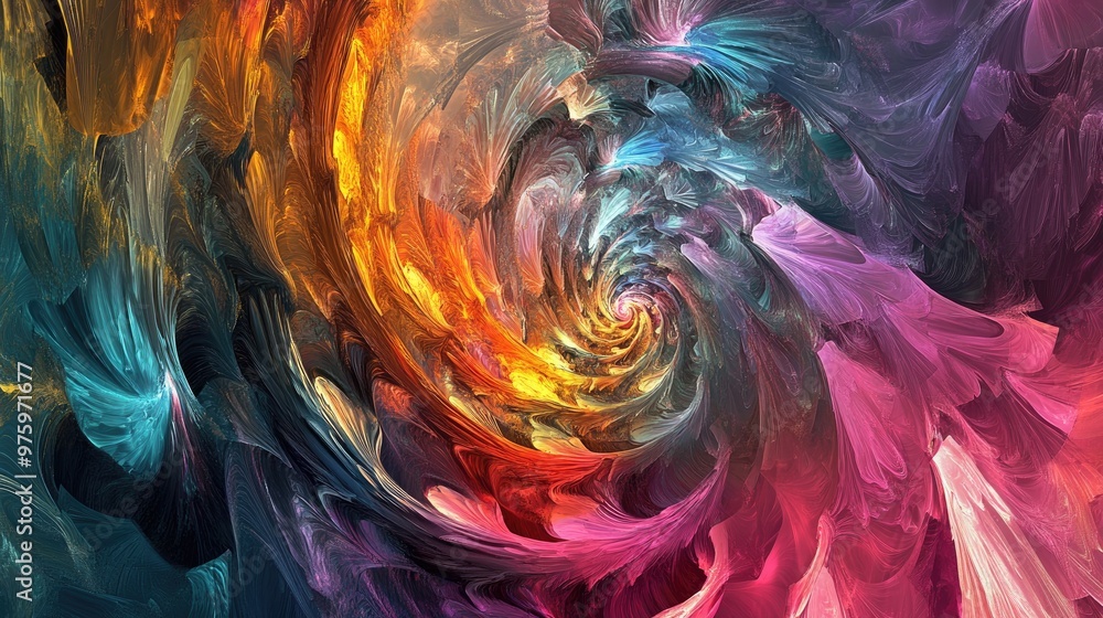 Poster abstract digital art with fractal patterns