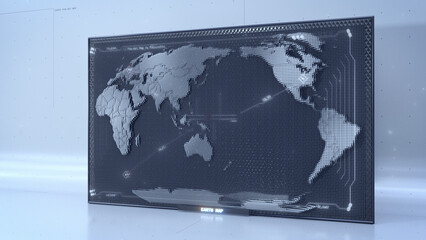 Pin-Art Earth map with HUD UI