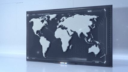 Pin-Art Earth map with HUD UI