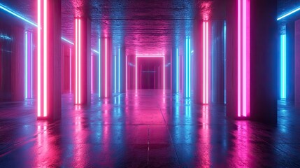 Glowing neon lights creating a futuristic atmosphere