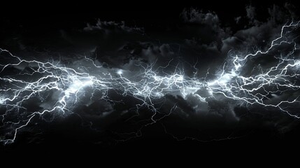 White Lightning Bolts Crackling Through Dark Storm Clouds