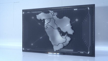 Pin-Art Middle East map with HUD UI