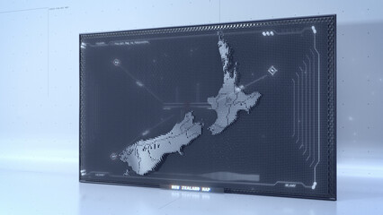Pin-Art New Zealand map with HUD UI