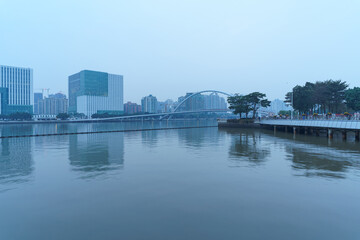 Guangzhou Pearl River Haixin Bridge and Urban Architectural Landscape