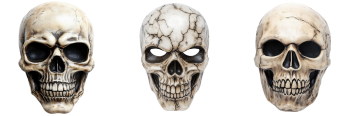 Set of grinning skull mask isolated on a transparent background
