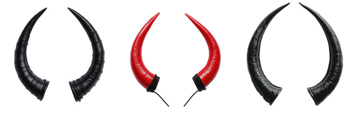 Set of pair of devil horns on a headband isolated on a transparent background
