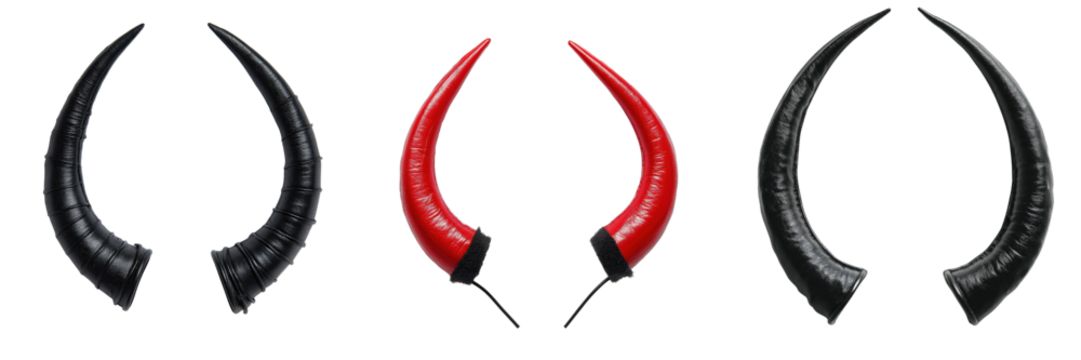 Set of pair of devil horns on a headband isolated on a transparent background