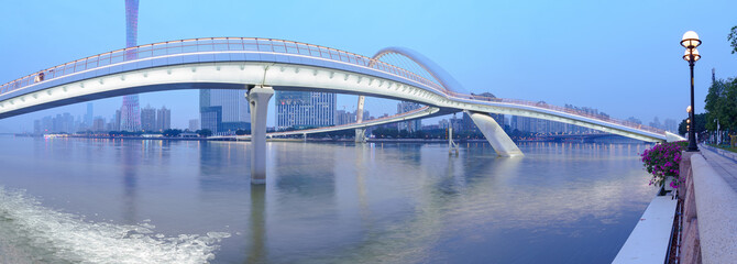 Guangzhou Pearl River Haixin Bridge and Urban Architectural Landscape