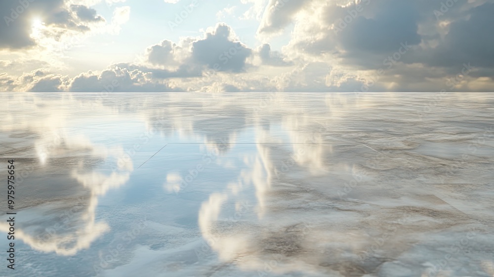 Poster marble floor with a reflection of a cloud