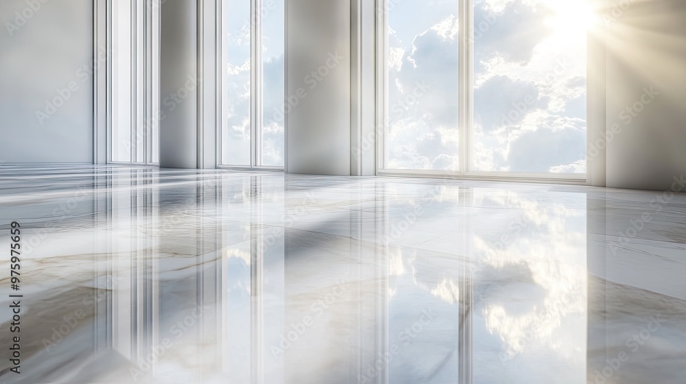 Poster marble floor with a reflection of a cloud