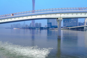 Guangzhou Pearl River Haixin Bridge and Urban Architectural Landscape