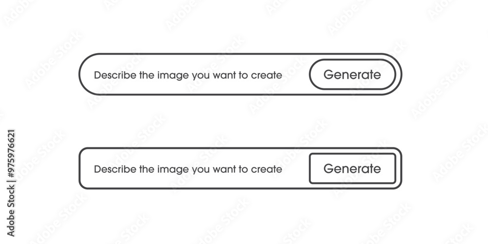Poster Generative AI bar as part of UI UX design and web site. Enter command text to generate ideas, artificial intelligence technology concept. Vector illustration.