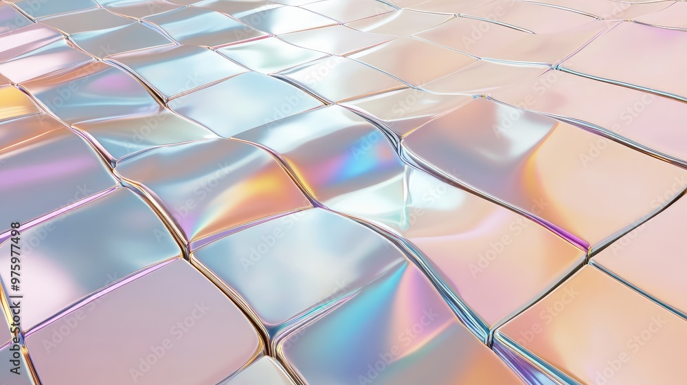 Poster a matrix of shifting tiles reflecting a spectrum of soft pastel colors.
