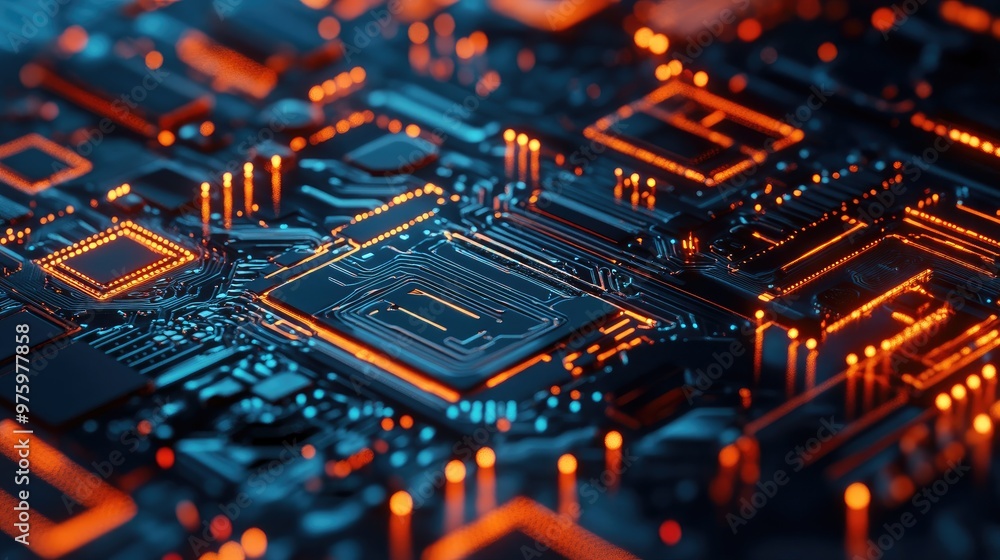 Poster technology background with circuit board texture