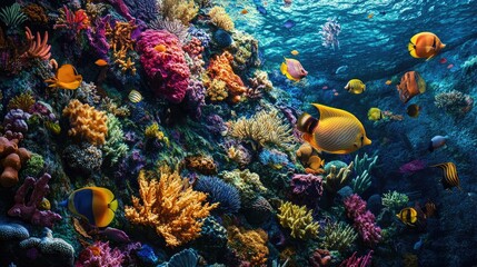 Obraz premium Vibrant coral reef teeming with colorful fish
