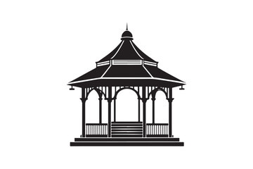 Pavilion silhouette vector illustration, Pavilion silhouette vector, Pavilion silhouette PNG 