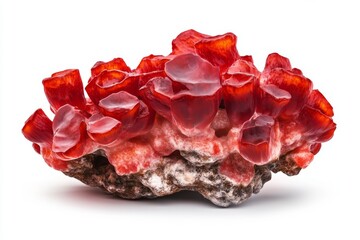 Vibrant Red Algae Bloom, a dense cluster of vivid red hues showcased in intricate detail, isolated against a white background, perfect for highlighting text and design elements.