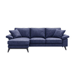 Stylish navy blue fabric sofa with a modern design, perfect for living rooms to enhance comfort and elegance.