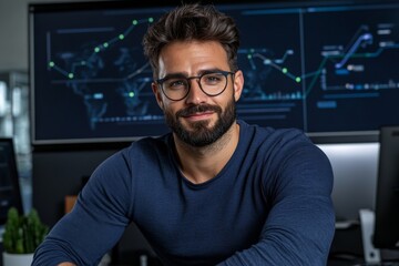 Tech developer presenting app growth projections at a tech expo, showcasing innovation and industry trends, engaging audience with insightful analysis and projections.